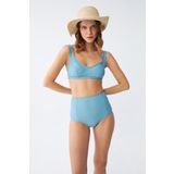 Akbeniz Kadın Basic Turkuaz Pedli Yüksek Bel Bikini Takımı