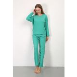 Akbeniz Kadın Bürümcük Kumaş Pijama Takım Yeşil 4233