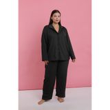 Akbeniz Kadın Büyük Beden Füme Düğmeli Pijama Takımı