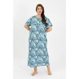 Akbeniz Kadın Büyük Beden Kısa Kol Mavi Anne Gecelik 1377 - 4XL