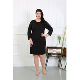 Akbeniz Kadın Büyük Beden Penye Gecelik Ev Elbisesi Siyah 12506 - 4XL