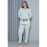 Akbeniz Kadın Büyük Beden Penye Uzun Kol Pijama Takım 202212 - 5XL - 105-Renkli