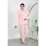 Akbeniz Kadın Büyük Beden Uzun Kol Penye Pijama Takımı Pembe 202501 - 7XL