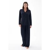 Akbeniz Kadın Lacivert Oversize Saten Pijama Takımı