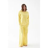 Akbeniz Kadın Oversize Sarı Desenli Pamuklu Kalın Pijama Takımı