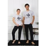 Akbeniz Kadın Pamuk Penye Sevgili Kombini Pijama Takımı Gri Tek Takım Fiyatıdır 50126