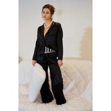 Akbeniz Kadın Siyah Oversize Saten Pijama Takımı