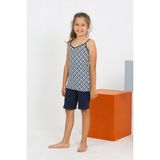 Akbeniz Kız Çocuk Ip Askılı Şortlu Penye Lacivert Pijama Takım 20430 - 9 - 10