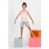 Akbeniz Kız Çocuk İp Askılı Şortlu Penye Pembe Pijama Takım 20430