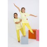 Akbeniz Kız Çocuk Kısa Kol Sarı Penye Pijama Takım 20432 - 9 - 10