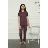 Akbeniz Kız Çocuk Penye Pijama Takım 20399 - Mürdüm - 7 - 8 Yaş