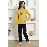 Akbeniz Kız Çocuk Penye Pijama Takım 20420 - 9 - 10 - Sarı