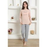 Akbeniz Kız Çocuk Penye Pijama Takım 20425 - 7 - 8 - Pudra