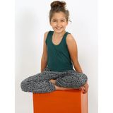 Akbeniz Kız Çocuk Sıfır Kol Zümrüt Yeşili Penye Pijama Takım 20433 - 9 - 10