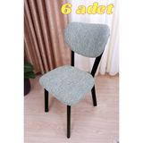 Akbu Kaliteli Elma Sandalye Kılıfı, Esnek Lastikli , Bohem Sandalye Kılıfı ( 6lı paket ) - 45 x 45 cm - Taş - Gri