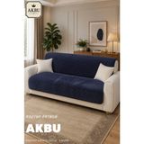 Akbu Kaymaz Tabanlı Peluş Koltuk Örtüsü Petek Dokulu Yumuşak 3 Kişilik Koltuk Kılıfı 175 x 210 cm - Antrasit