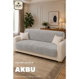 Akbu Kaymaz Tabanlı Peluş Koltuk Örtüsü Petek Dokulu Yumuşak 3 Kişilik Koltuk Kılıfı 175 x 210 cm - Gri