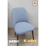 Akbu Mutfak Sandalye Kılıfı Büyük Oval Jakarlı Yıkanabilir Streç Lastikli Sandalye Örtüsü 6 Adet - 50 x 55 cm - Gri