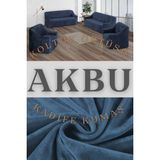 Akbu Parlak Kadife 3 3 1 1 Lastikli Kanepe Örtüsü | Lastikli Koltuk Örtüsü | Koltuk Kılıfı Takımı - Lacivert - 180 x 230 cm