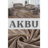 Akbu Parlak Kadife 3 3 1 1 Lastikli Kanepe Örtüsü | Lastikli Koltuk Örtüsü | Koltuk Kılıfı Takımı - Vizon - 180 x 230 cm