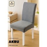 Akbu Sandalye Kılıfı , 6lı Paket , Likrali Kümaş Desenli Sandalye Örtüsü, Lastikli, Esnekli ,kaliteli - 35 x 45 cm - Gri