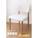 Akbu Sandalye Kılıfı , 6lı Paket , Yüksek Kalite Bohem Model , Lastikli , Mutfak Sandalye Örtüsü - 50 x 52 cm - Krem