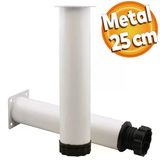 Akça Ayarlanabilir Mobilya Kanepe Koltuk Baza Yükseltme Yükseltici Ayağı Metal Ayakları 25 Cm Beyaz