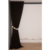Akça Tekstil 300x260 cm Acı Kahve Sultan 2 Tek Kanat Hazır Dikilmiş Pileli Fon Perde