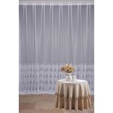 Akça Tekstil 300x260 cm Beyaz Küçük Yaprak Model Tek Kanat Hazır Dikilmiş Pileli Fon Perde