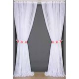 Akça Tekstil 300x260 cm Beyaz Selvi Desen Tek Kanat Dikilmiş Pileli Fon Perde