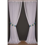Akça Tekstil 300x260 cm Kırık Beyaz Geniş Etek Model Tek Kanat Hazır Pileli Fon Perde