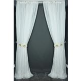 Akça Tekstil 300x260 cm Kırık Beyaz Keten Model Tek Kanat Hazır Dikilmiş Pileli Fon Perde