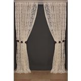 Akça Tekstil 300x260 cm Krem Damaks Model Tek Kanat Hazır Dikilmiş Pileli Fon Perde
