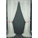 Akça Tekstil 300x260 cm Krem Kareli Model Tek Kanat Hazır Dikilmiş Pileli Fon Perde