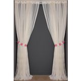 Akça Tekstil 300x260 cm Krem Küçük Yaprak Model Tek Kanat Hazır Dikilmiş Pileli Fon Perde