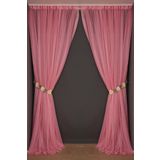 Akça Tekstil 300x260 cm Pembe Dar Etek Tek Kanat Hazır Dikilmiş Pileli Fon Perde