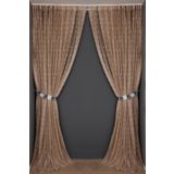 Akça Tekstil 300x260 cm Vizon Kuş Model Tek Kanat Dikilmiş Pileli Fon Perde