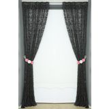 Akça Tekstil 75 x 260 cm Sultan 2 Antrasit Tek Kanat Pileli Fon Perde