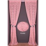 Akça Tekstil 75 x 260 cm Sultan 2 Pembe Tek Kanat Hazır Dikilmiş Pileli Fon Perde