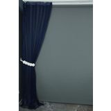 Akça Tekstil 75x260 cm Lacivert Orkide Model Tek Kanat Pileli Fon Perde