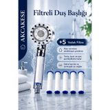AKCAKESE Filtreli Duş Başlığı 5 Yedek Filtre | Su Arıtmalı, Klor Ve Kireç Önleyici, Yüksek Basınçlı