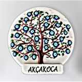 Akçakoca Temalı Polyester Kabartmalı Nazar Ağacı Magnet Çap: 6 Cm – Dekoratif Hediyelik Buzdolabı Süsü (Kod:1128)
