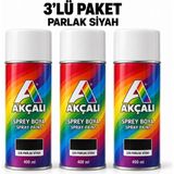 Akçalı Akrilik Sprey Boya 326 Parlak Siyah Boya 400ML 3 Adet Avantajlı Paket