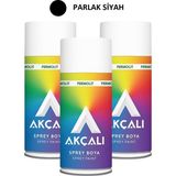 Akçalı Parlak Siyah Sprey Boya 400 ml Ahşap Metal Beton İç Dış Yüzeyler İçin Hızlı Kuruyan