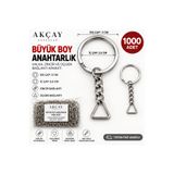 Akçay Aksesuar 1000’li Avantajlı Anahtarlık Halkası Üçgen Aparatlı Zincirli Makrome 2.5 cm iç Ölçü Dış Ölçü 3 cm Büyük Boy