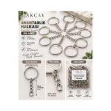 Akçay Aksesuar 150 Adet Zincirli Anahtarlık Halkası Nikel Renk Tel Model