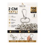 Akçay Aksesuar Gümüş Makrome Anahtarlık Aparatı 100 Adet Telli Kanca Klipsi Anahtarlık Halkası