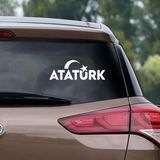 Akçay Sticker Atatürk Ay Yıldız Sticker Atatürk Sticker Oto Sticker Arma Sticker - 30cm x 10cm - Beyaz