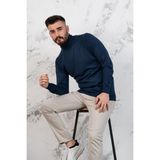 Akçaylar Boğazlı Slimfit Erkek Triko Kazak - 2XL - İndigo