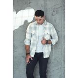 Akçaylar Oversize Ekoseli Çift Cep Erkek Kalın Oduncu Gömlek - 2XL - Gri